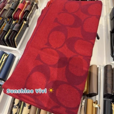 NWT Coach Signature Oversized Scarf Muffler CU807 1941 Red - Image 1 of 4