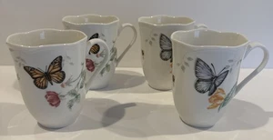 Set 4 tazze da tè Lenox Butterfly Meadow in ottime condizioni - 2x Monarch 2x blu coda orientale - Foto 1 di 9