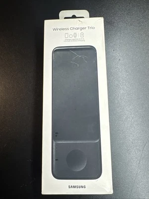 Carregador Qi Sem Fio Samsung Trio - Carregue até 3 Dispositivos ao Mesmo Tempo Preto NOVO - Imagem 1 de 4