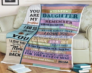 Wooden background blanket to my daughter never forget that i love you i am so p - Picture 1 of 4