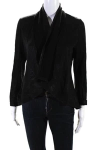 Krisa Damen beschichteter Stoff Langarm vorne offen Cardigan Pullover schwarz Größe S - Bild 1 von 6