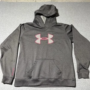 Under Armour Damen XL Fleece Logo Pullover Hoodie grau rosa Umriss - Bild 1 von 7