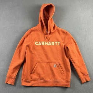 Carhartt Clarksburg Womens Large 12-14 Orange Graphic Hoodie Pullover Sweater - Picture 1 of 9