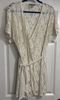 Morgan Taylor Intimates Crema Bata Lencería Encaje Grande XL Delicada Sexy Romántica Foto 1 de 4