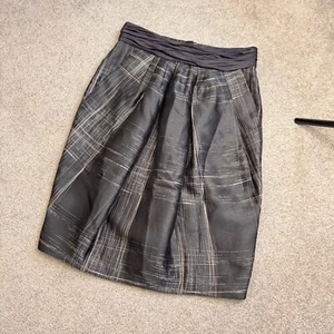 Armani Collezioni Pleated Party Skirt Black Silver Designer Elegant Sz 12 - Picture 1 of 4