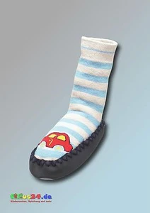 Playshoes Hüttenschuh Hausschuh Motiv Auto Car in gelb-blau Gr 17 bis 34 - Bild 1 von 1