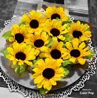 Napkin Rings Set of 10 Sunflowers in Burlap ribbon NR00181