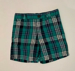 Janie & Jack Toddler Boys' Emerald Plaid Linen Adjustable Waist Shorts Sz 3 NWT - Picture 1 of 8