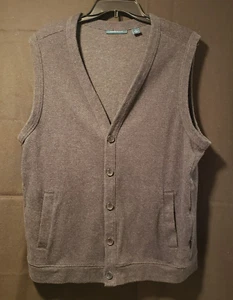 Men's Perry Ellis woven cotton knit gray vest size XL - Picture 1 of 8