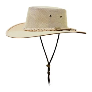 SOMBRERO REFRIGERADOR PLEGABLE DE LONA BEIGE BARMAH 1057BE CON LADOS DE MALLA FRESCA - Imagen 1 de 3