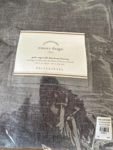 Pottery Barn Emery Linen Drape Blackout Panel 50x96 NWT! Charcoal Gray NEW - Picture 1 of 2