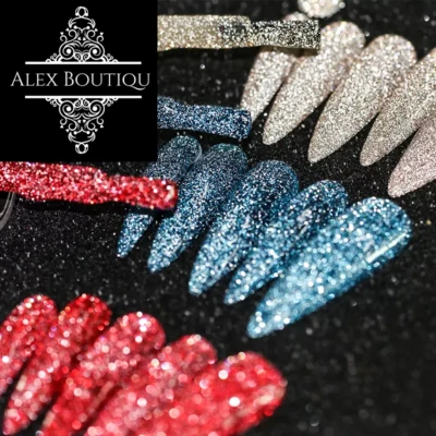 Alex Boutiqu Reflective Glitter Nail Gel Polish Uv Sparkly Flash Gel reflect