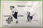 Dude Larsen Comic Damen erster Hund wartet auf Feuer Hydrant Postkarte