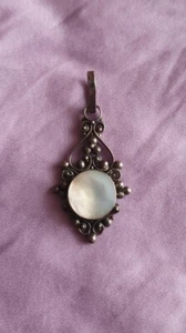 Antique Unique Silver & Mother Of Pearl Handmade Pendant Stunning FREE POST - Bild 1 von 10