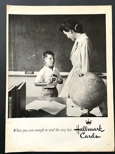 1958 Hallmark Cards Ad Valentine for Teacher When you care enough send the best - Picture 1 of 1