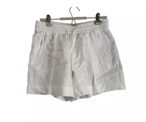 Athleta White LInen Cabo Drawstring Beach Coastal Shorts Womens Size Small - Picture 1 of 3