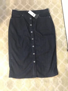 Nwt Banana Republic High Midi Long Button Front Dark Denim Pencil Skirt S 6 New - Picture 1 of 9