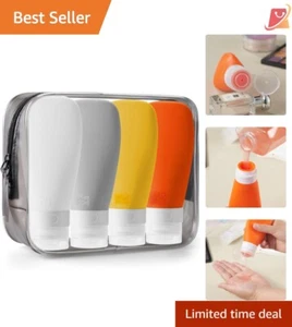 Travel Bottles Silicone 3oz Leak Proof TSA Approved Refillable Toiletries 4 Pack - Picture 1 of 9