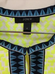 J Crew Womens Size 6 Bright Neon Yellow Arrow Print Sleeveless Shift Dress - Picture 1 of 3