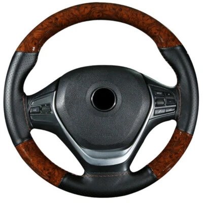 Car Steering Wheel Antislip Boost Cover Leather Protector Four Seasons 15in/38CM - Image 1 of 4