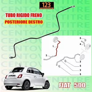 TUBO FRENO POSTERIORE DESTRO FIAT 500 ORIGINALE 51787421 - Foto 1 di 7