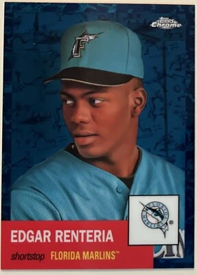 2022 Topps Chrome Platinum Edgar Renteria Toile White/Blue Refractor /199 - Image 1 of 2