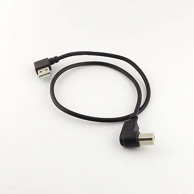 1x USB 2.0 A Male Left Angle To USB B Male Right Angle 90° Printer Scanner Cable - Image 1 of 4