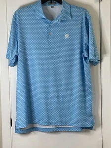 PETER MILLAR Size XL Mens SUMMER COMFORT Lt Blue Polka Dots Polo Shirt Golf NWOT - Picture 1 of 5
