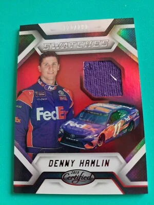 Denny Hamlin 2018 Panini Swatches Race Used Material Card #131/199 - Image 1 of 4