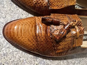 Ennesi Genuine Snake Skin  Reptile Mens Loafer Size 8.5 # 6594 With Tassel - Picture 1 of 8