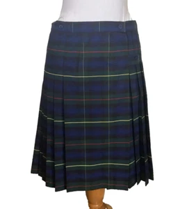 PLAID TARTAN PLEATED KILT CLASSIC SCHOOL GIRL WRAP AROUND SKIRT - NWT - SZ 20.5 - Picture 1 of 8