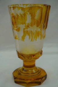 Vaso de té helado Moser ámbar bohemio corte a claro, 6 1/4" (#9) (G42) - Imagen 1 de 10
