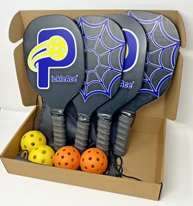 Learn to Play! PickleAce Pickleball Paddles Set, 4 Rackets, 4 Balls, 1 Carry Bag - Picture 1 of 6