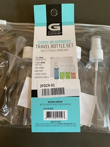Juego de 8 botellas de viaje bolsa superior con cremallera etiquetas transparentes bomba embudo plástico Gforce - Imagen 1 de 6