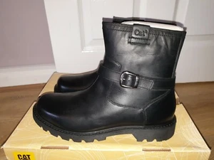 BOTAS DE CUERO COMPLETO CATERPILLAR NEGRAS DE DISEÑADOR NUEVAS CON ETIQUETAS PRECIO DE VENTA SUGERIDO POR EL FABRICANTE 3 £139.99 - Imagen 1 de 5