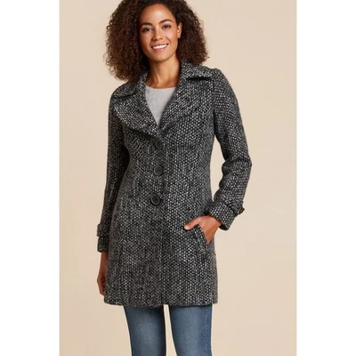 Abrigo largo de tres botones gris tweed Cabi para mujer - talla XS Foto 1 de 4