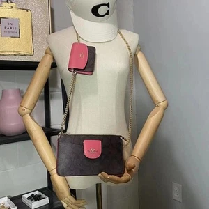 Coach C3328 Poppy Crossbody mit Kartenetui aus charakteristischem Canvas Im/Braun/Wassermel - Bild 1 von 6