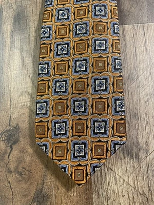 ÚNICA CORBATA DE SEDA JZ RICHARDS BOULDER NARANJA/AZUL MARINO HECHA A MANO EN EE. UU.   Foto 1 de 4