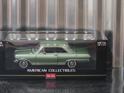 Sun Star 1963 Chevy Nova SS 1:18 Scale Diecast Car 3968 Rare Laurel Green - Image 1 of 4
