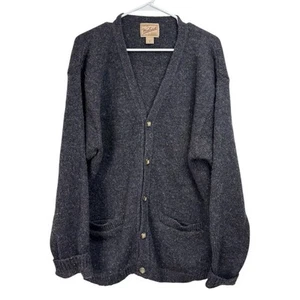 Woolrich Size Medium Grey Speckled Wool Cardigan Grandpa Sweater V-Neck Grunge - Picture 1 of 6