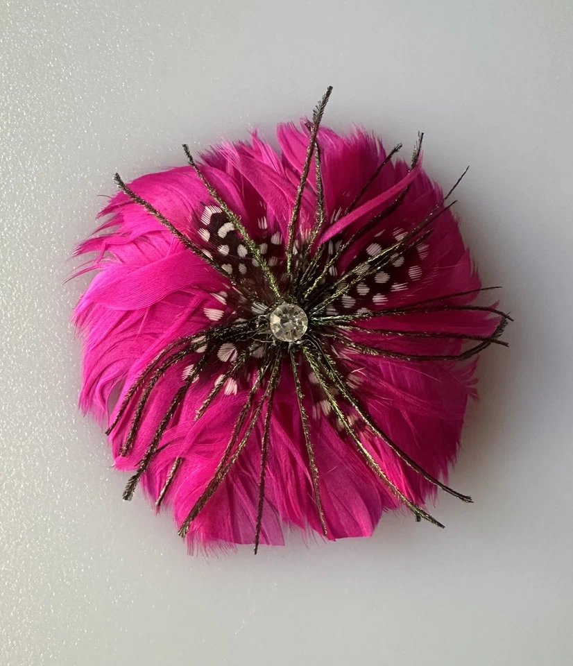 Clip de pelo de pluma hecho a mano rosa cocodrilo clip estrás Foto 1 de 4