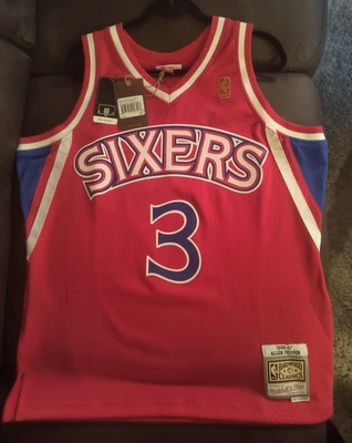 Mitchell & Ness Allen Iverson Philadelphia 76ers Swingman Jersey - Red - L - New - Image 1 of 4