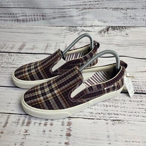 Neu Taos bequeme Damen-Slipper 8,5 Rubber Soul burgunderrot kariert Canvas - Bild 1 von 11