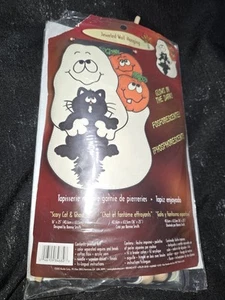 Bucilla Halloween GLOW IN THE DARK Wall Hanging Scary Cat Ghost kit #84682 Vtg - Picture 1 of 2