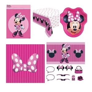 Suministros de fiesta Minnie Mouse platos mantel servilletas bolsas de botín suministros para fotos - Imagen 1 de 6
