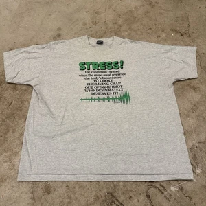 Vintage Erwachsene Humor Stress Shirt Herren 3XL Weiß Neu Lustig Kurzarm 90er 80er - Bild 1 von 8