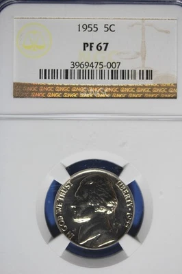 1955 NGC 5C PF67 JEFFERSON NICKEL #B50830 - Image 1 of 2