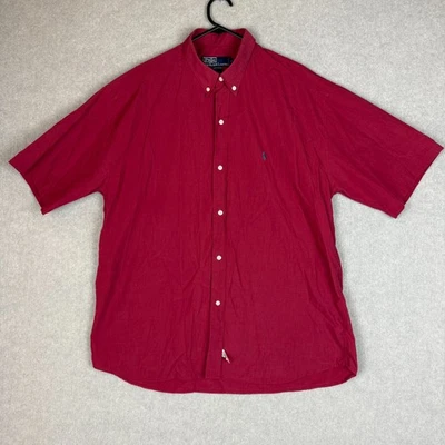 Vintage Polo Ralph Lauren Shirt Mens 17 Red Pure Cotton Button Down Made In USA - image 1 of 4