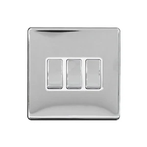 Placa frontal sin tornillos 3 velocidades 2 vías 10A interruptor de luz cromo pulido - Imagen 1 de 1