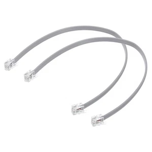 Paquete de 2 cables telefónicos de 1 pie cable telefónico 6P6C con enchufe RJ12, gris - Imagen 1 de 6
